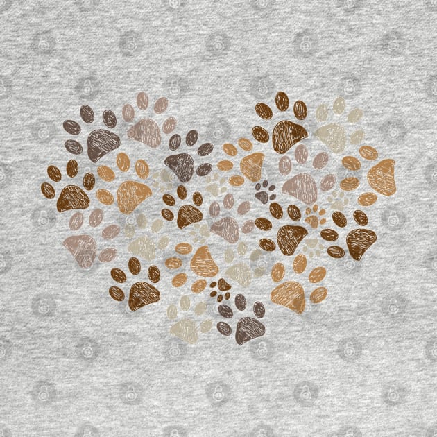 Made of heart doodle brown paw print by GULSENGUNEL